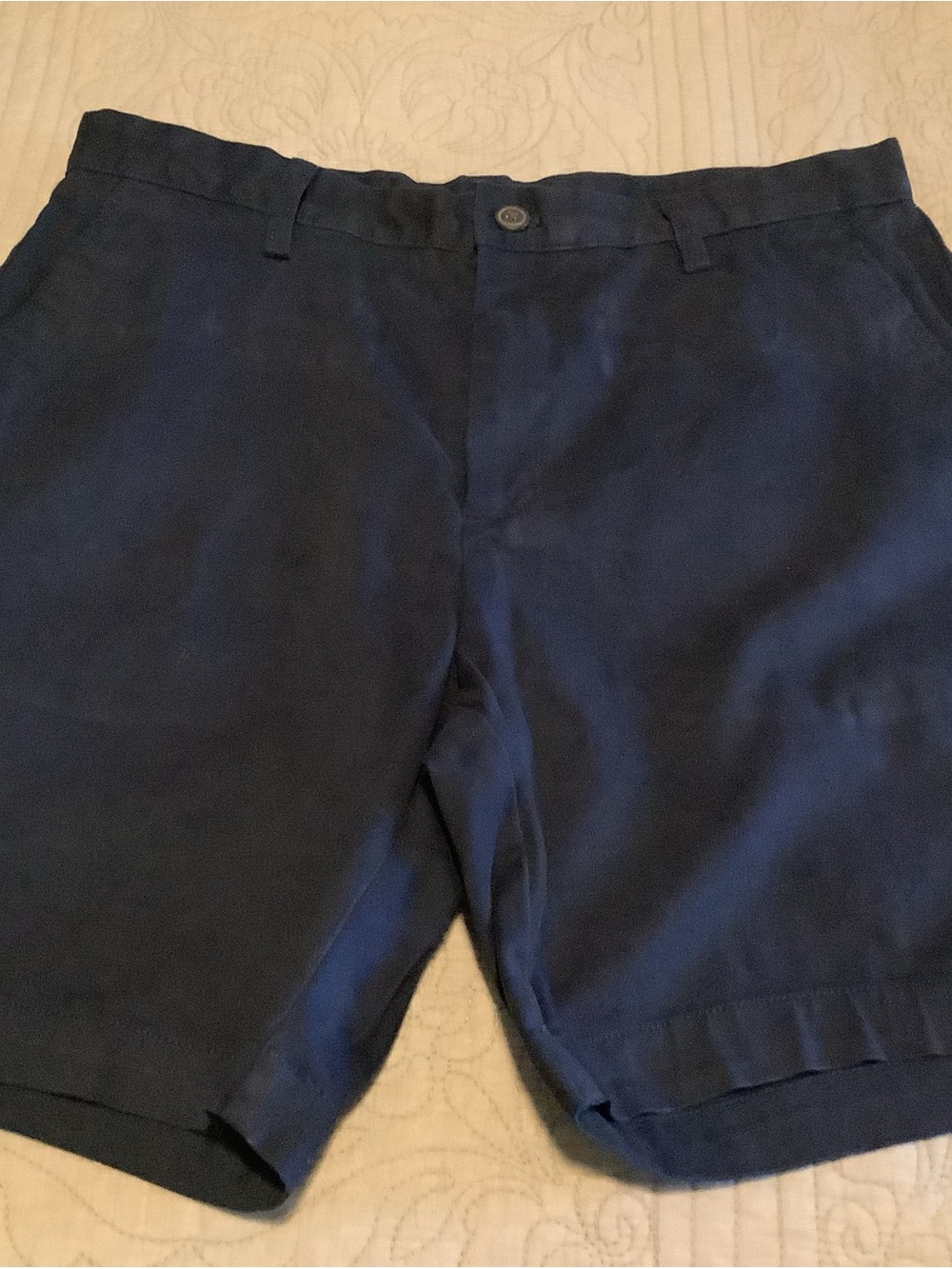 Nautica Navy Flat-Front Cotton Blend Shorts 34